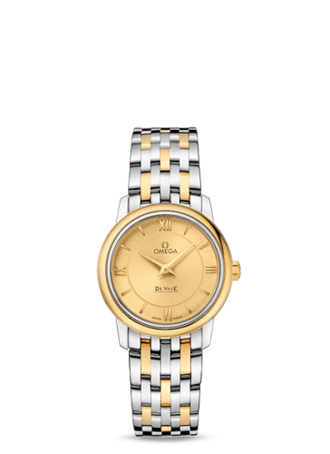 Omega De Ville Prestige Quartz 27.4 Stainless Steel / Yellow Gold / Champagne / Bracelet